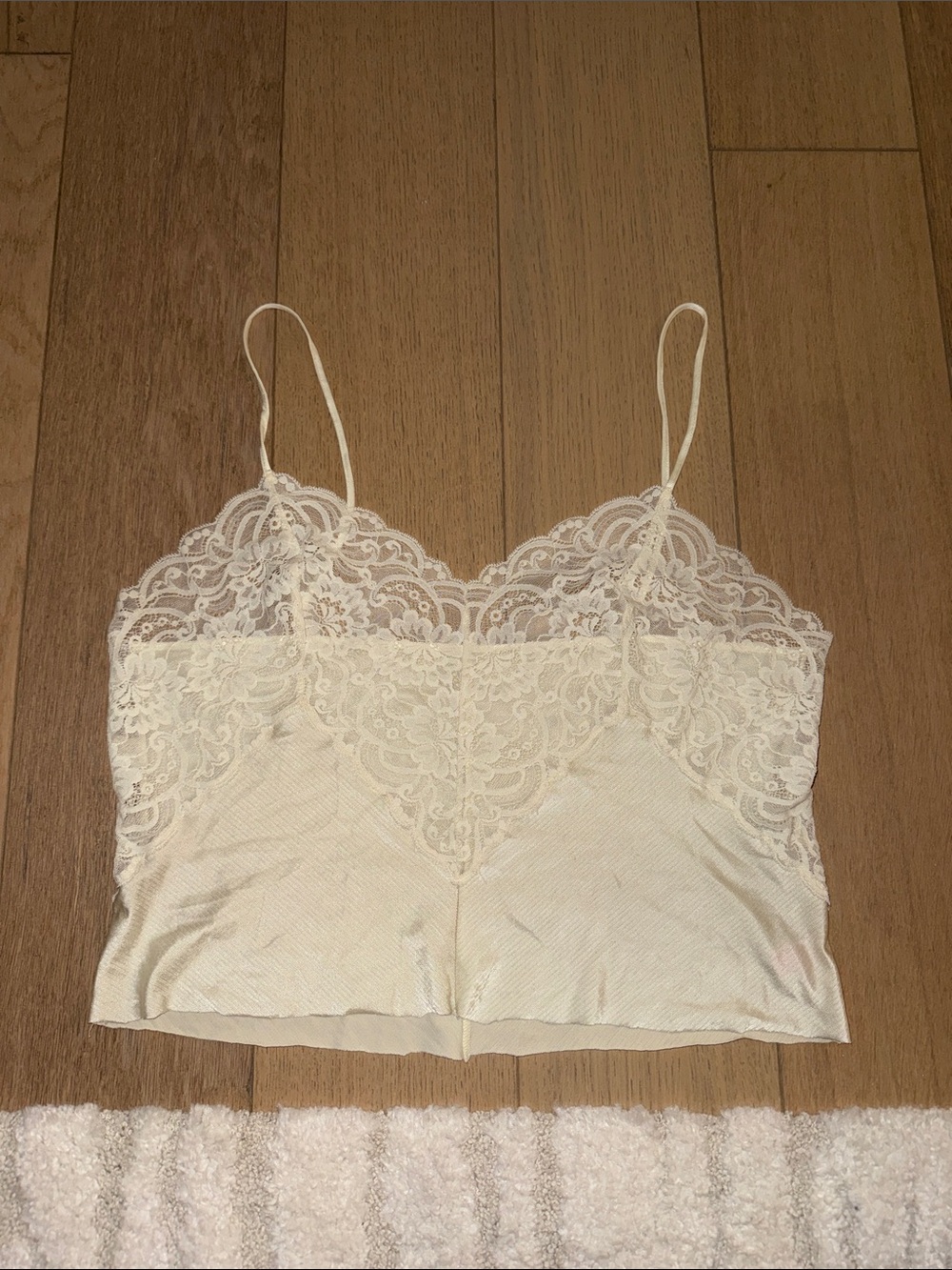 Vintage Lace Trim Cream Camisole Tank Top